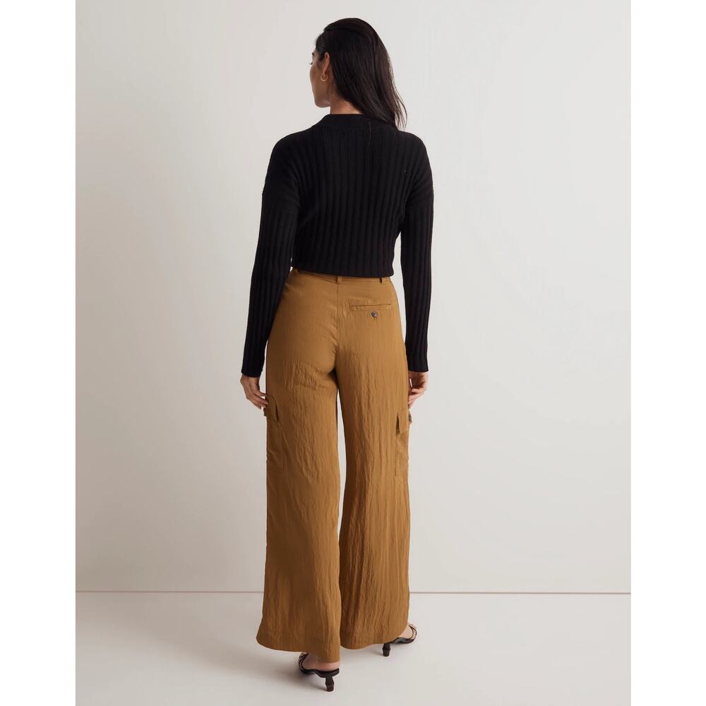 Madewell Sz 12 Olive Green Harlow Wide Leg High Rise Viscose Cargo Pants solid - Picture 3 of 8